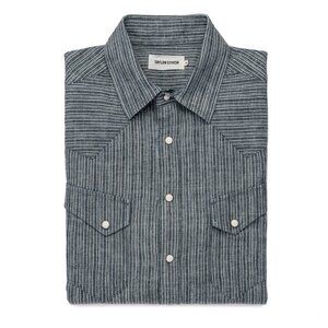Taylor Stitch - The Western Shirt in Hemp Stripe Chambray L - 42